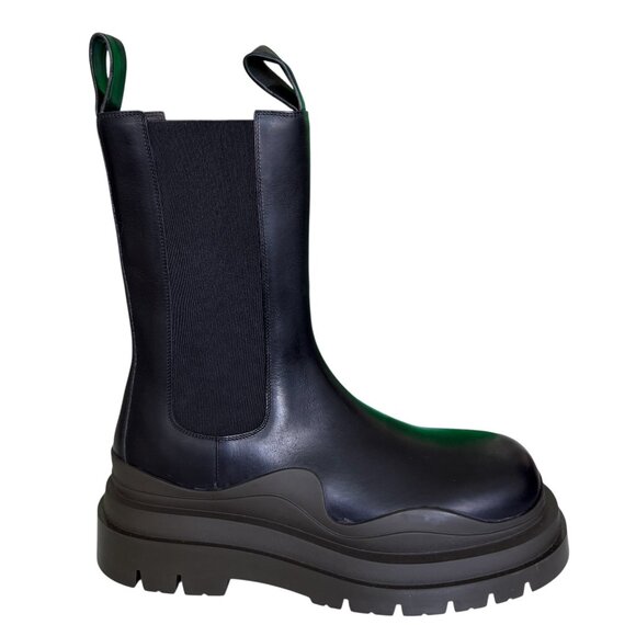 Bottega Veneta 630284 Military Black‎ Leather Brown Black Tire Boot 43+